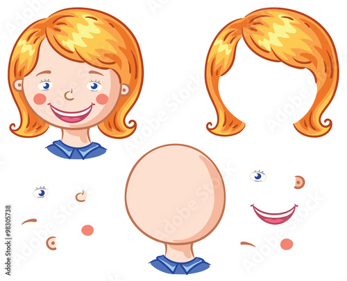 Cartoon face parts for kids to put together
