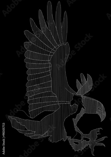 Eagle embroidery in white on a black background