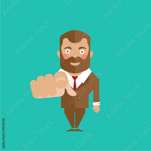 Man business character in jacket gesture and show hand on you. Man searching and pointing with finger. Recruitment.