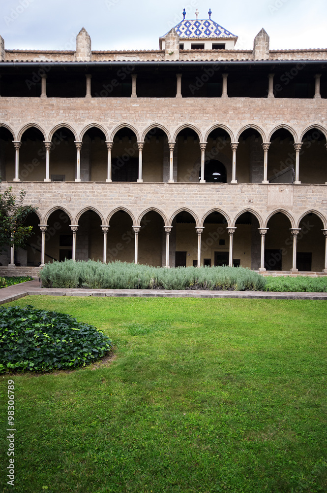 Gothic cloister of Pedralbes Monastery. Barcelona, Spain