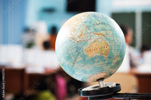 the globe during geography class