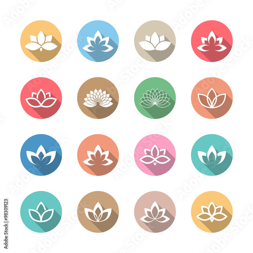 Lotus icons with long shadow.