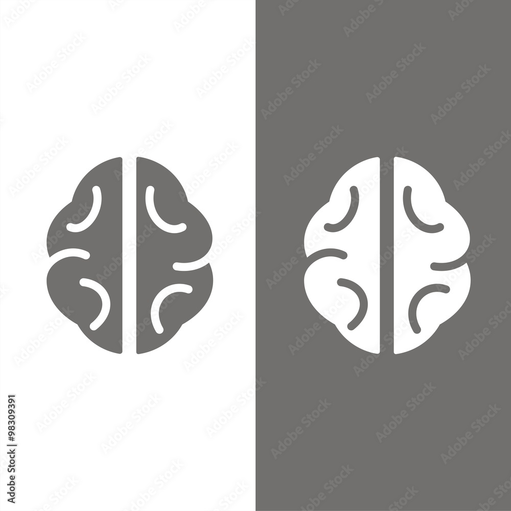Icono de un cerebro sobre fondos blanco y negro. Ilustración vectorial Icono de un cerebro sobre fondos blanco y negro. Ilustración vectorial