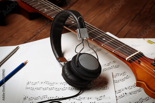 Electric guitar and headpho...