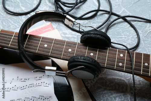 Electric guitar and headpho...