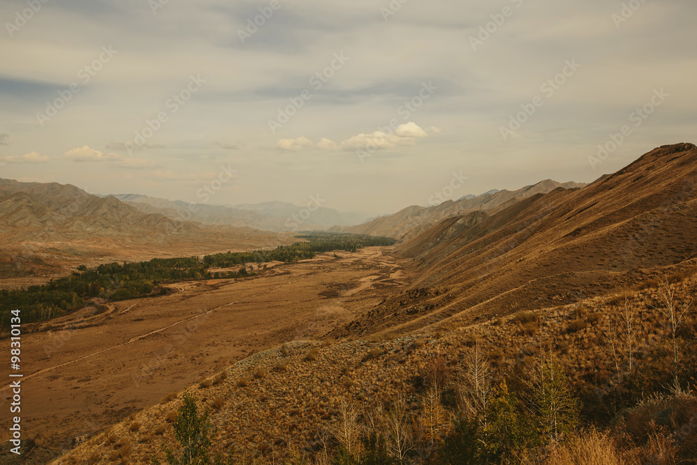 Mountain view landscape. Tuva and Khakassia, Russia