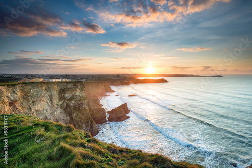 Beautiful Sunset over Porth in Newquay