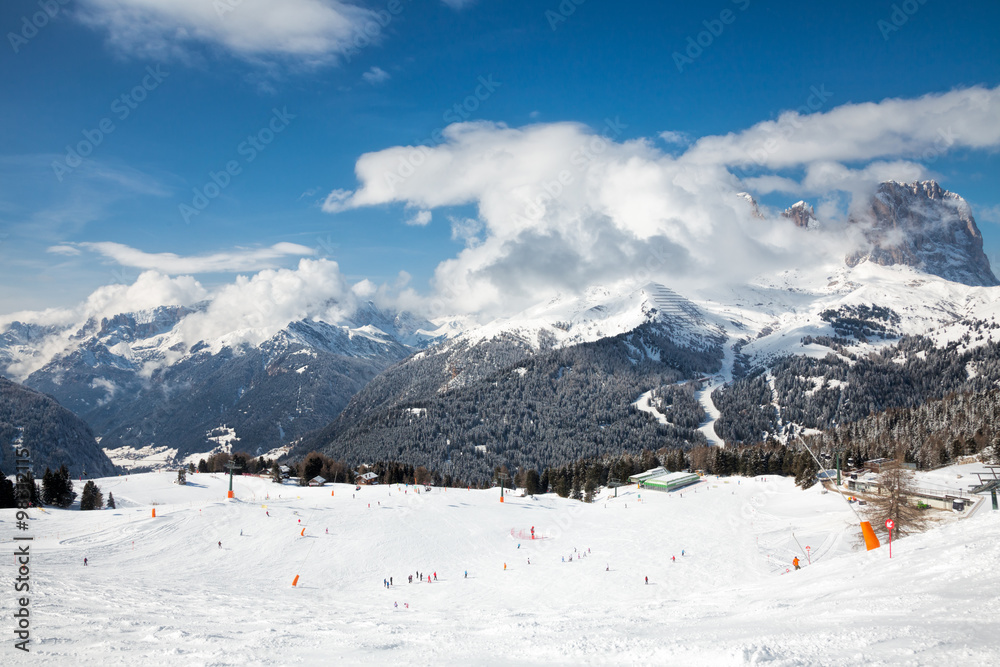 View of a ski resort area in Italy