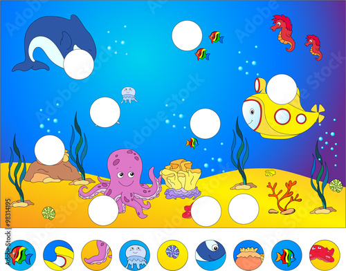 Underwater world and marine life: complete the puzzle and find t