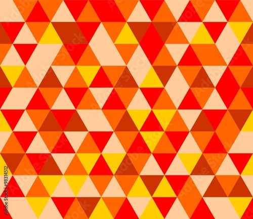 Tile vector background with yellow, red and brown triangle geometric mosaic