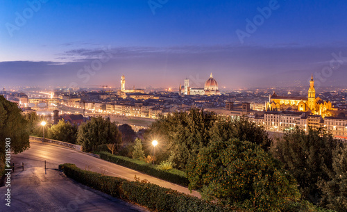 Florence night cityscape panorama after sunset