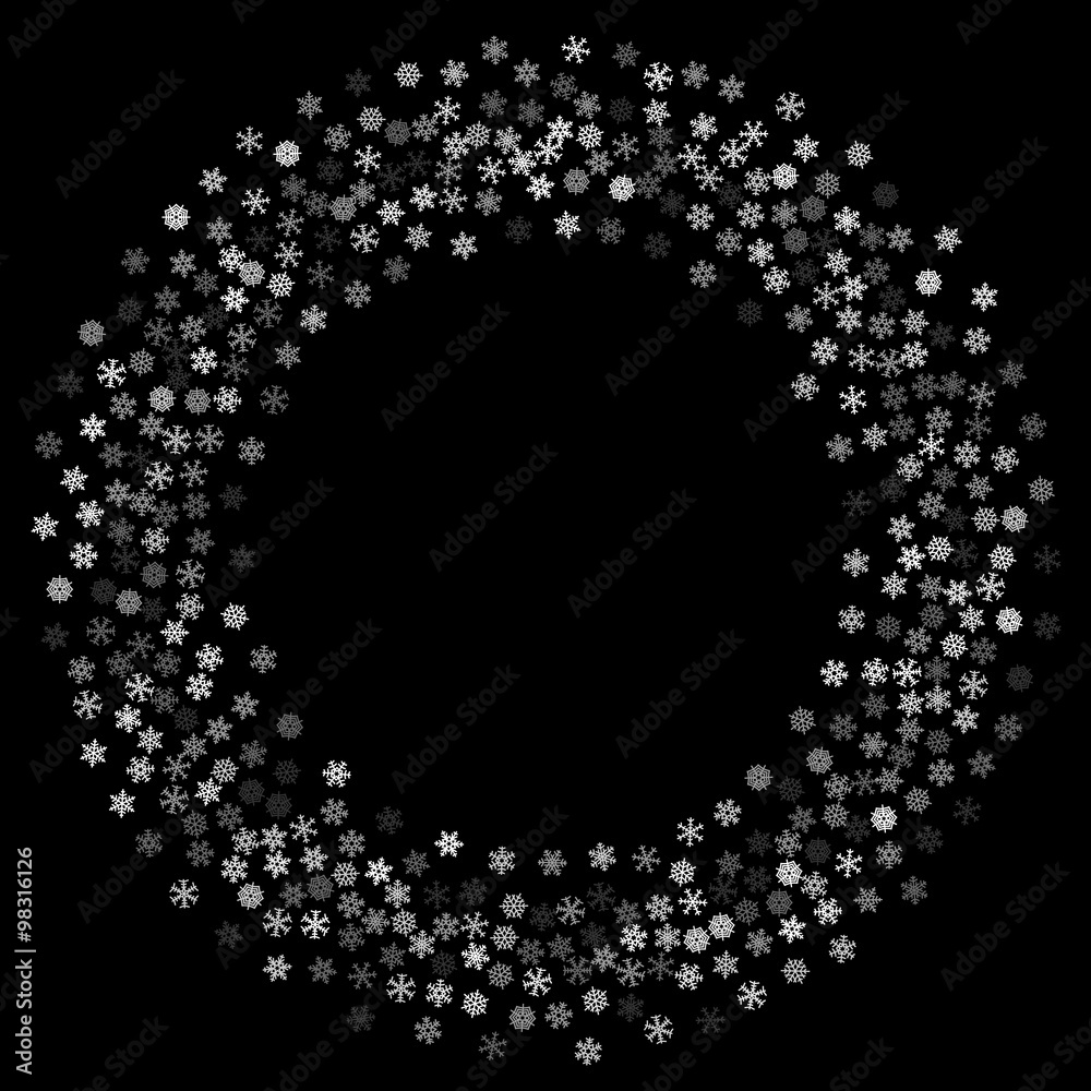 Snowfall with random snowflakes in the dark Snowfall with random snowflakes in the dark