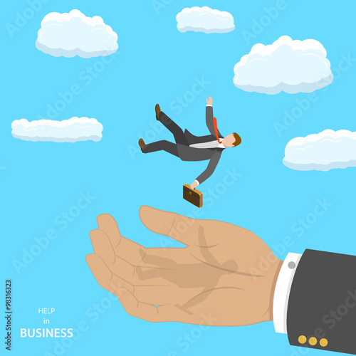 Help in business isometric flat vector concept.