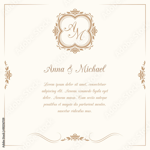 Wedding invitation with monogram