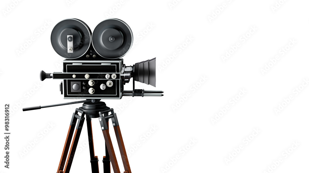 Vintage movie camera on tripod foto de Stock | Adobe Stock
