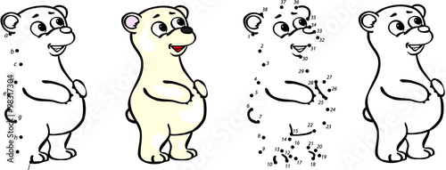 Cartoon bear. Vector illustration. Coloring and dot to dot game