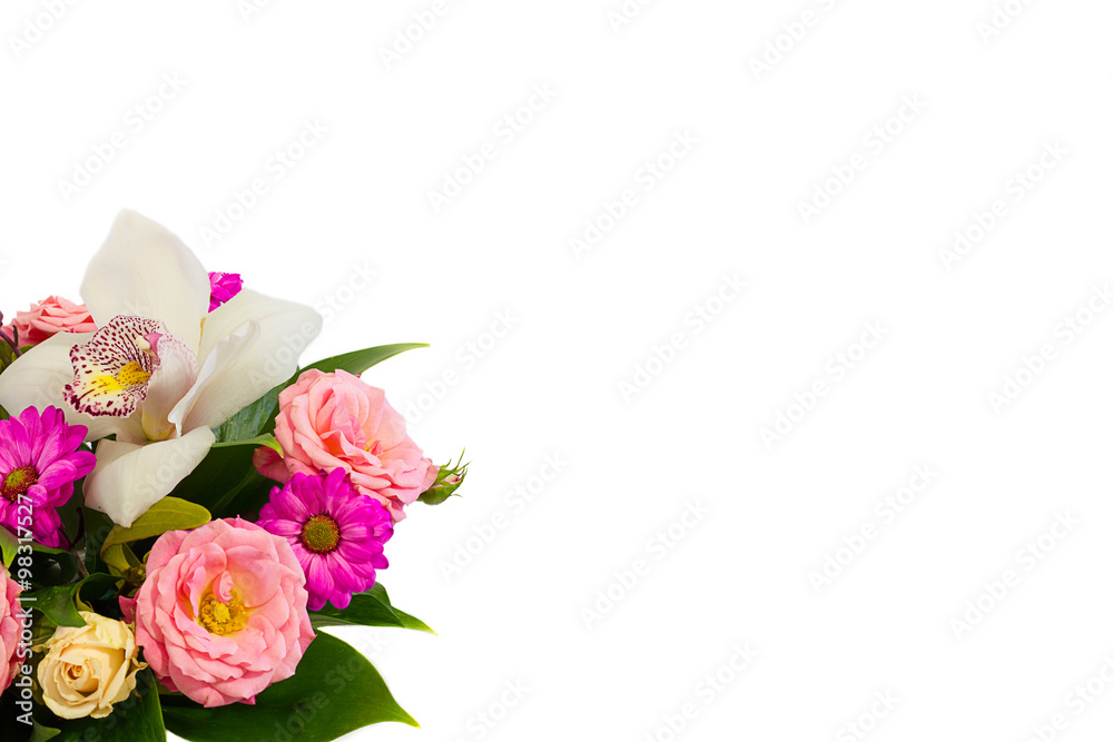 Bouquet of flowers on white background