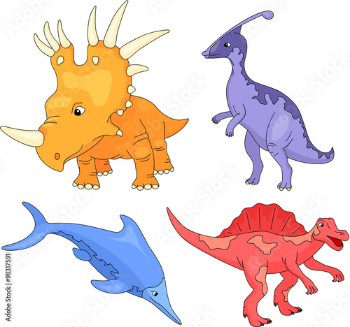 Set of palaeosaurus, styracosaurus, spinosaurus and ichthyosaur