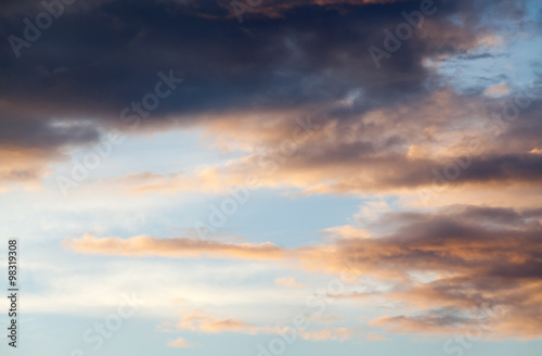 colorful dramatic sky with cloud at sunset