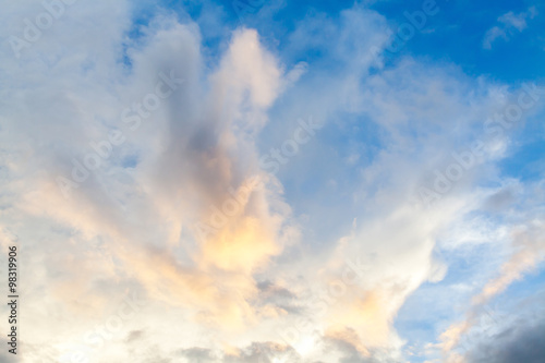 colorful dramatic sky with cloud at sunset