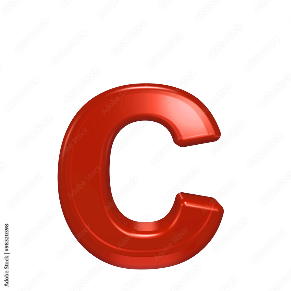 One lower case letter from red glass alphabet set, isolated on white. Computer generated 3D photo rendering. One lower case letter from red glass alphabet set, isolated on white. Computer generated 3D photo rendering.