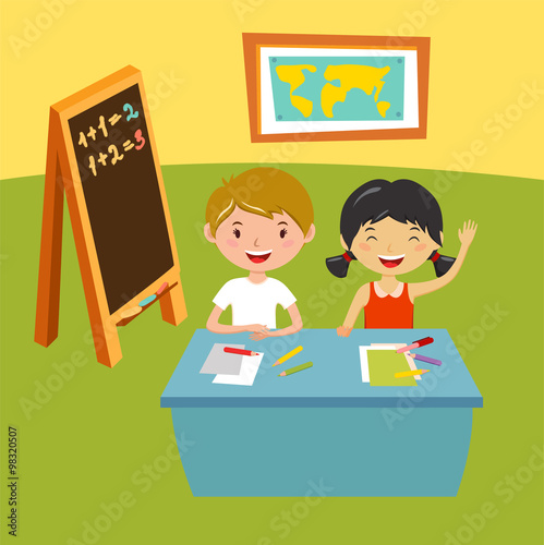 Kids school geography lessons illustration