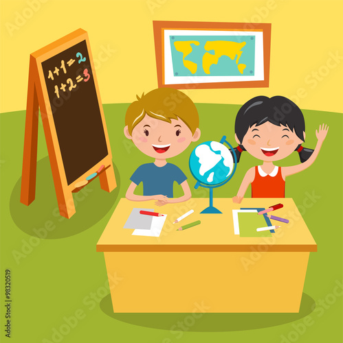 Kids school geography lessons illustration