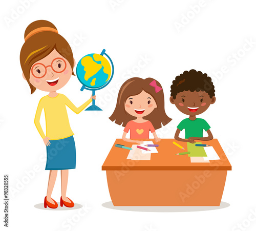 Kids school geography lessons illustration