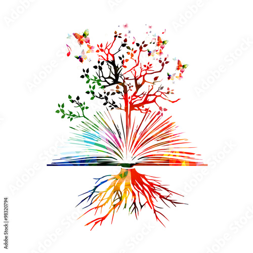Colorful vector book with butterflies