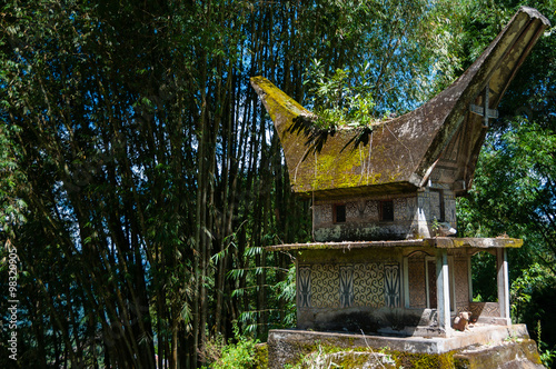 Small stone house Structure in the Middle of The bamboo Woods