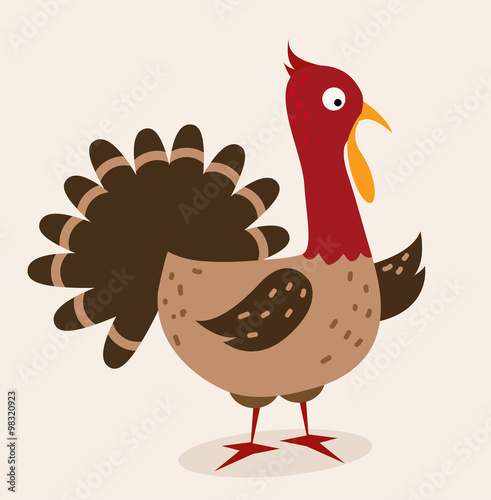 Cute cartoon turkey vector illustration