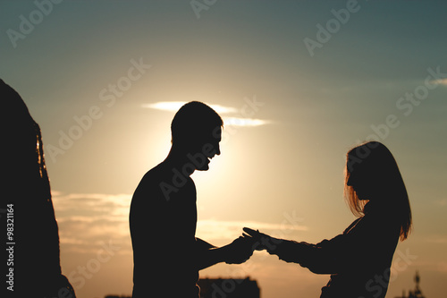 Romantic couple in park