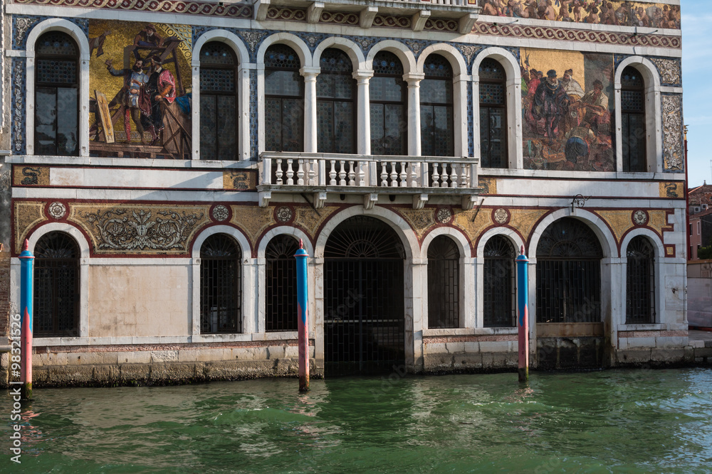 Old Facade along Typical Water Canal in Venice, Italy