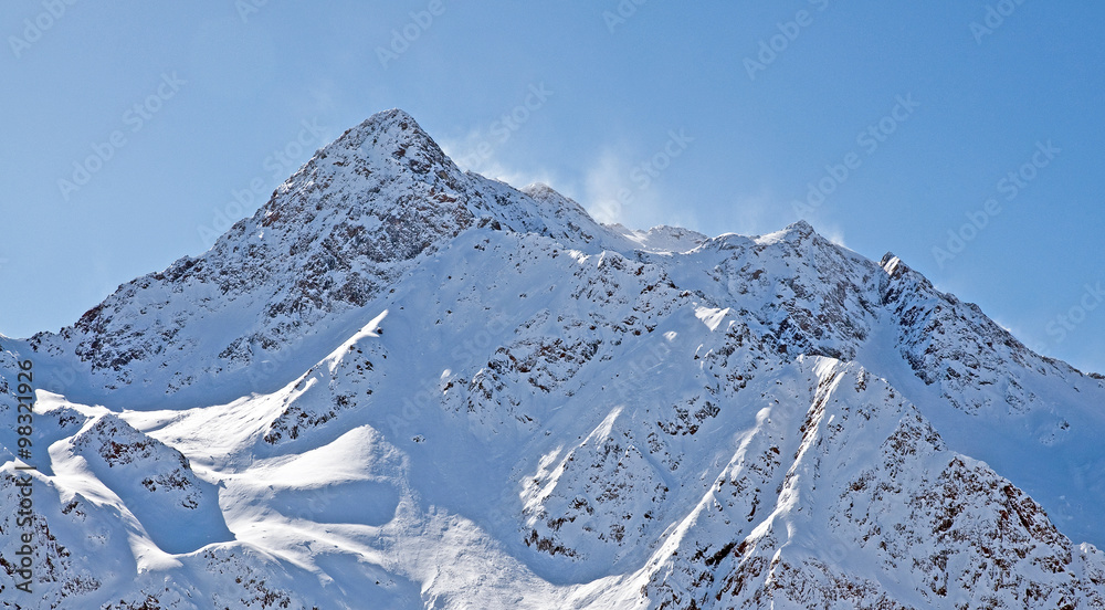 Snowy mountain in winter