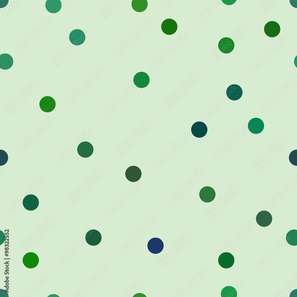 Small circles in soft green colors. Cute polka dot. Vector seamless pattern. 