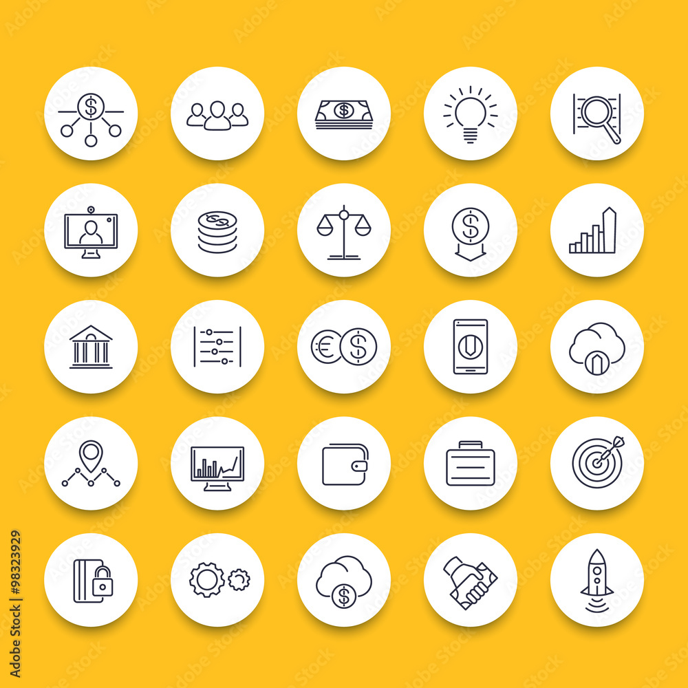 Venture capital, investments, startup, hedge fund, line round icons, vector illustration Venture capital, investments, startup, hedge fund, line round icons, vector illustration