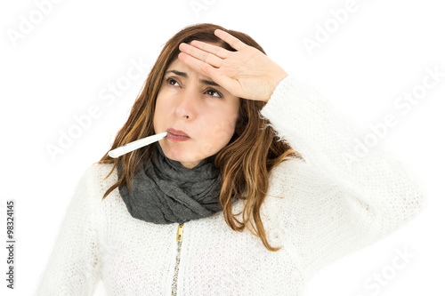 Sick woman with fever