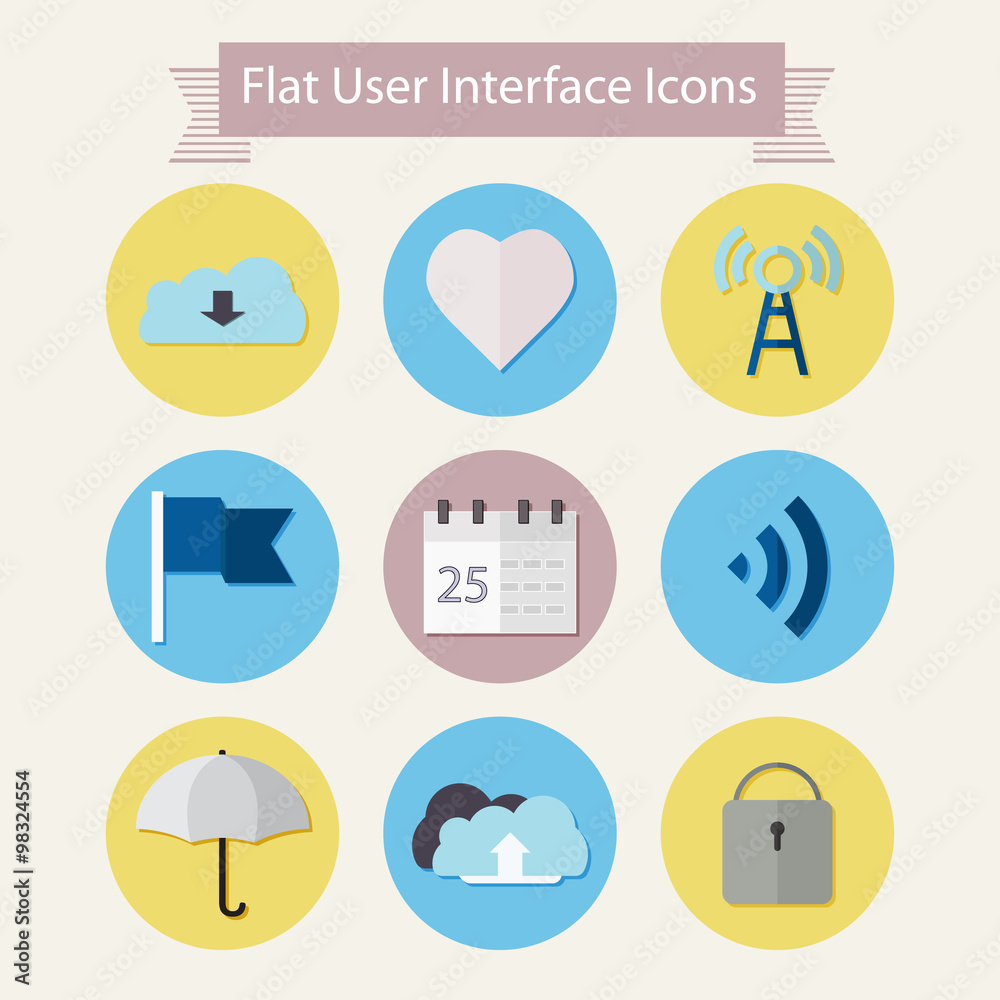 Fototapeta premium Flat modern icons for user interface 1