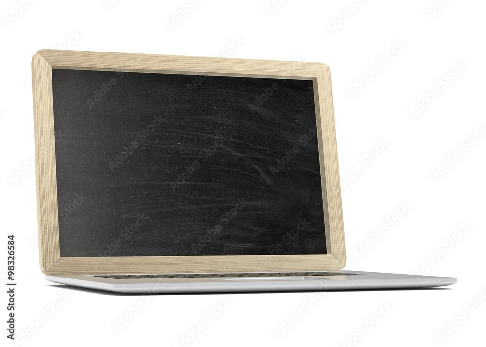 Fototapeta premium Laptop with chalkboard, online education concept
