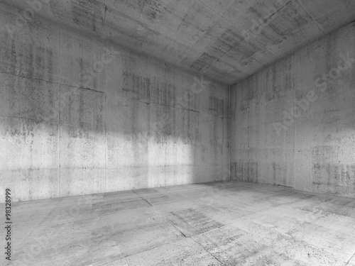inInterior of empty room with concrete walls, 3d