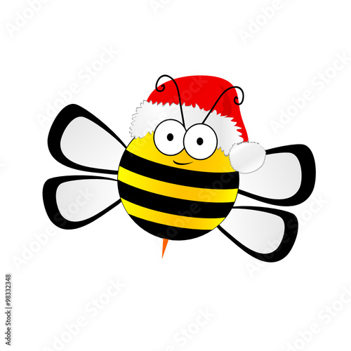 bee sweet with christmas hat vector in colorful