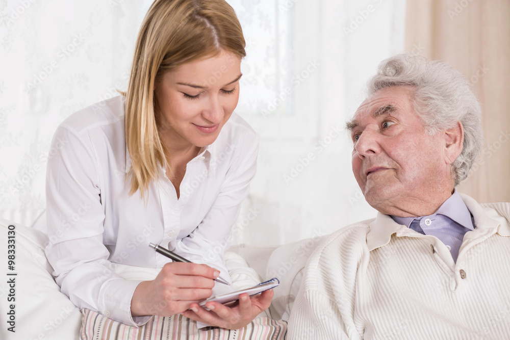 Elderly man with private carer Elderly man with private carer