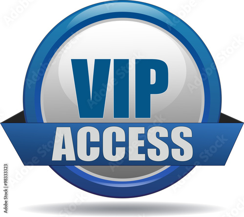 VIP ACCESS / realistic modern glossy 3D eps vector sign / icon in blue with a banderole