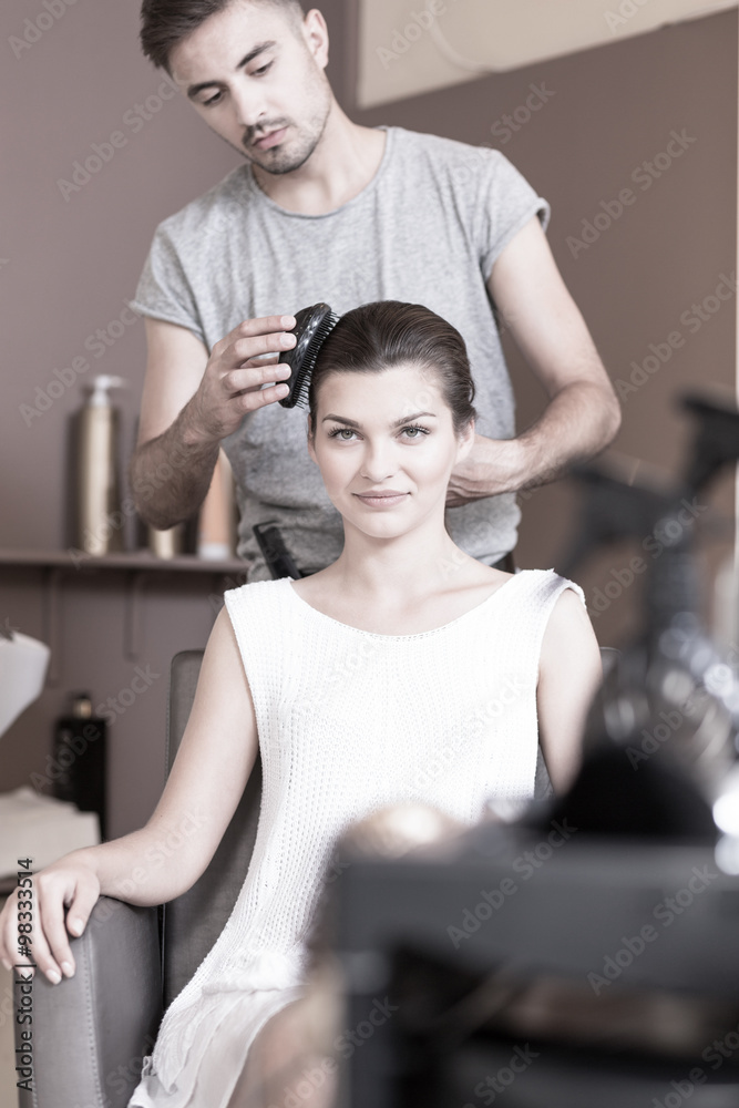Doing elegant hairstyle Doing elegant hairstyle