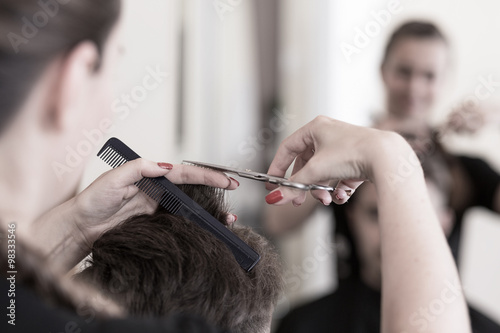 Cutting man's hair