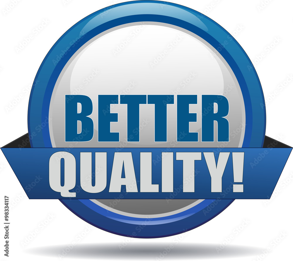 BETTER QUALITY / realistic modern glossy 3D eps vector sign / icon in blue with a banderole