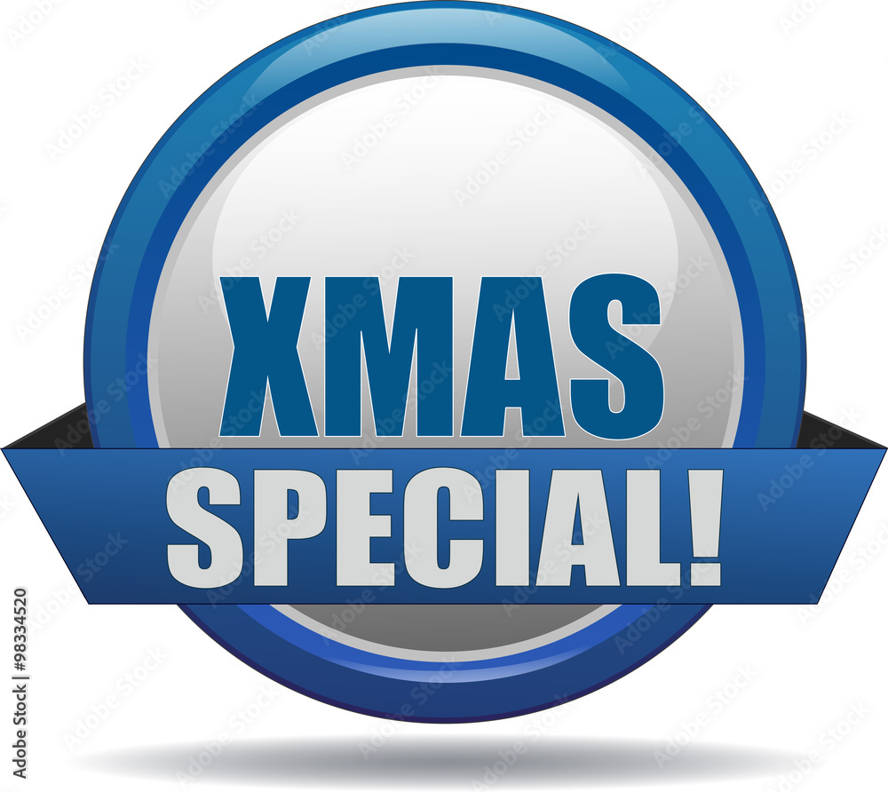 XMAS SPECIAL / realistic modern glossy 3D eps vector sign / icon in blue with a banderole XMAS SPECIAL / realistic modern glossy 3D eps vector sign / icon in blue with a banderole