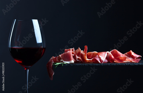 jamon with red wine photo