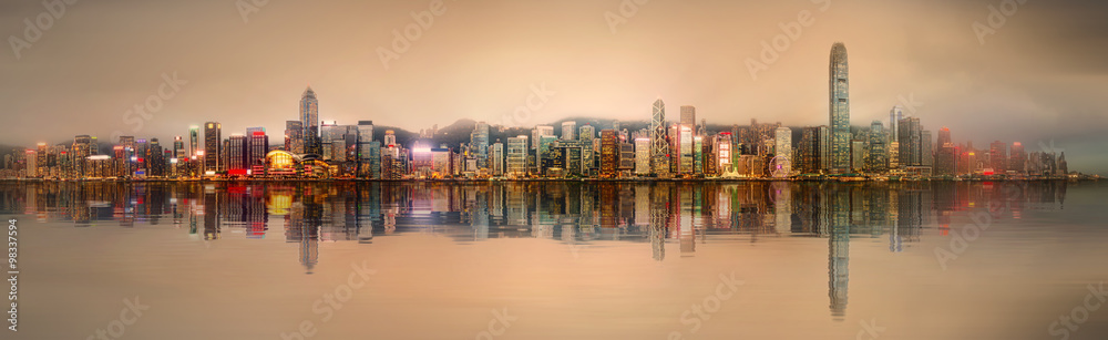 Fototapeta premium Panorama of Hong Kong and Financial district