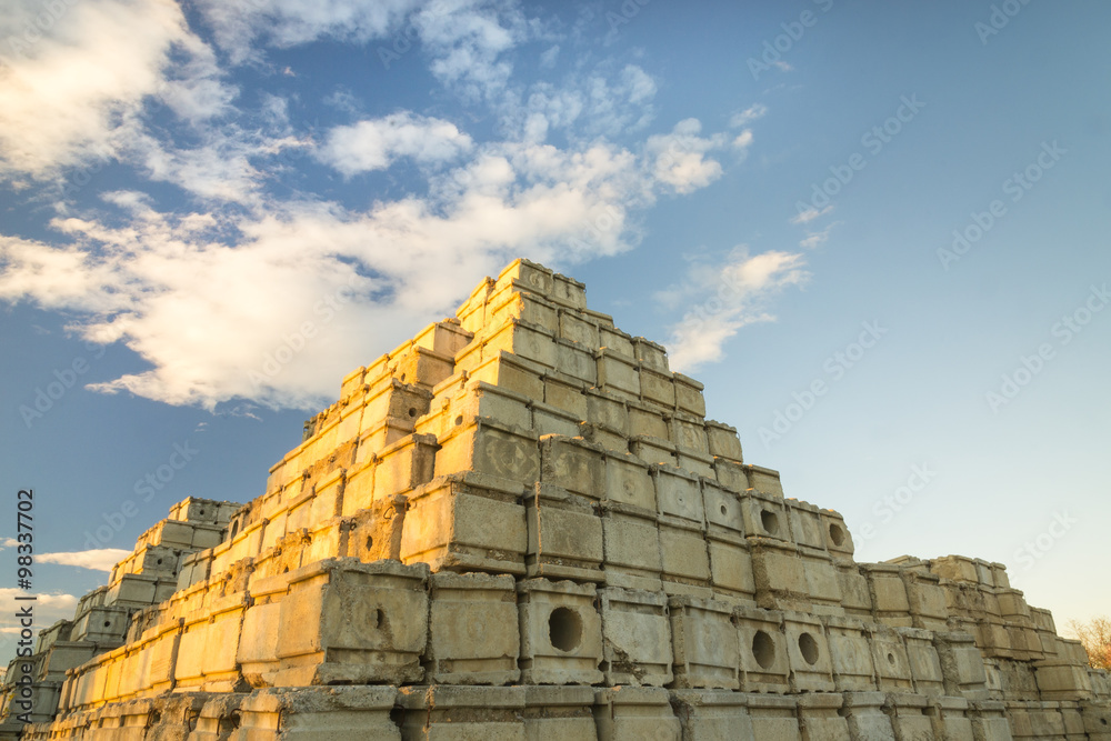 Fototapeta premium Pyramid of concrete blocks